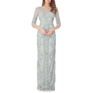 New JS Collection sz 4 Column Gown Round Neck Womens Dress Green NWT